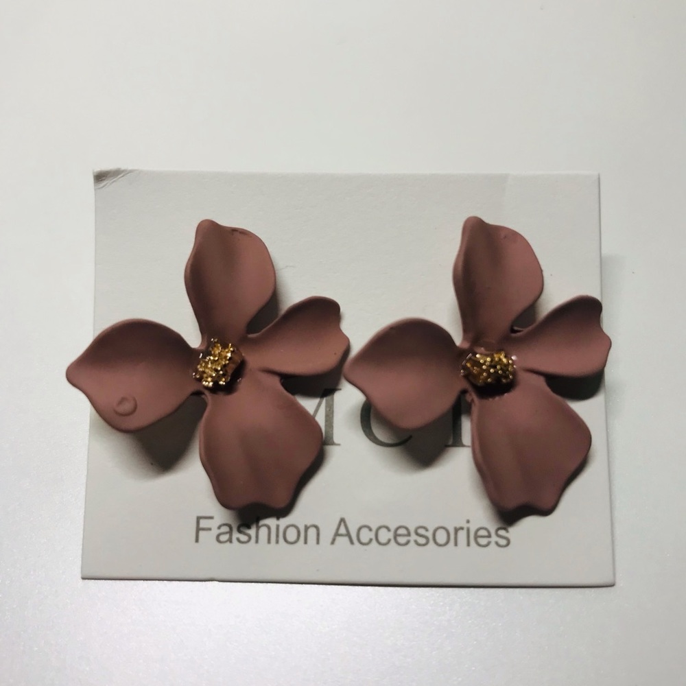 ✨✨ Flower earrings -Pink-yellow-brown bundle - Picture 1 of 3